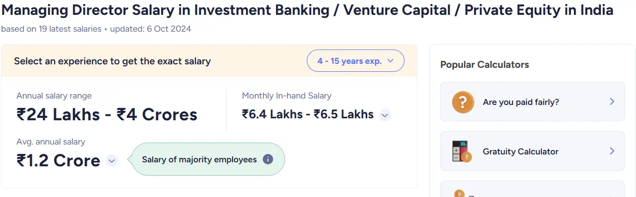 MD Salaries In Investment Banks